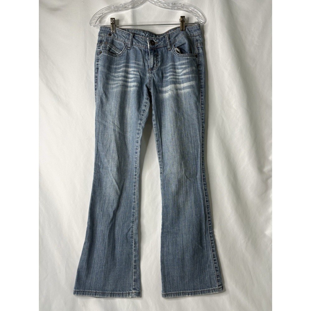 Vintage Y2K MUDD Low Rise Bootcut Jeans Sz 7 Whiskered Denim Indie Skater Grunge